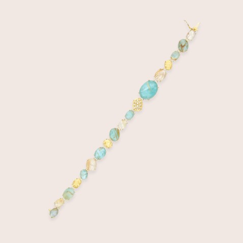 Bracelet in Polished Gold with Rutilated Quartz and diamonds | Ipanema Mar
