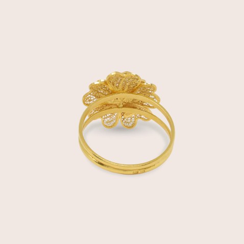 19.2K Gold Filigree Flower Ring | 100% Handcrafted Filigree