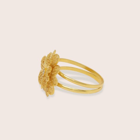 19.2K Gold Filigree Flower Ring | 100% Handcrafted Filigree