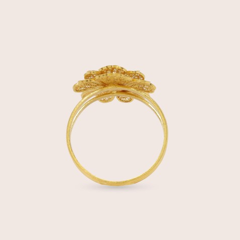 19.2K Gold Filigree Flower Ring | 100% Handcrafted Filigree